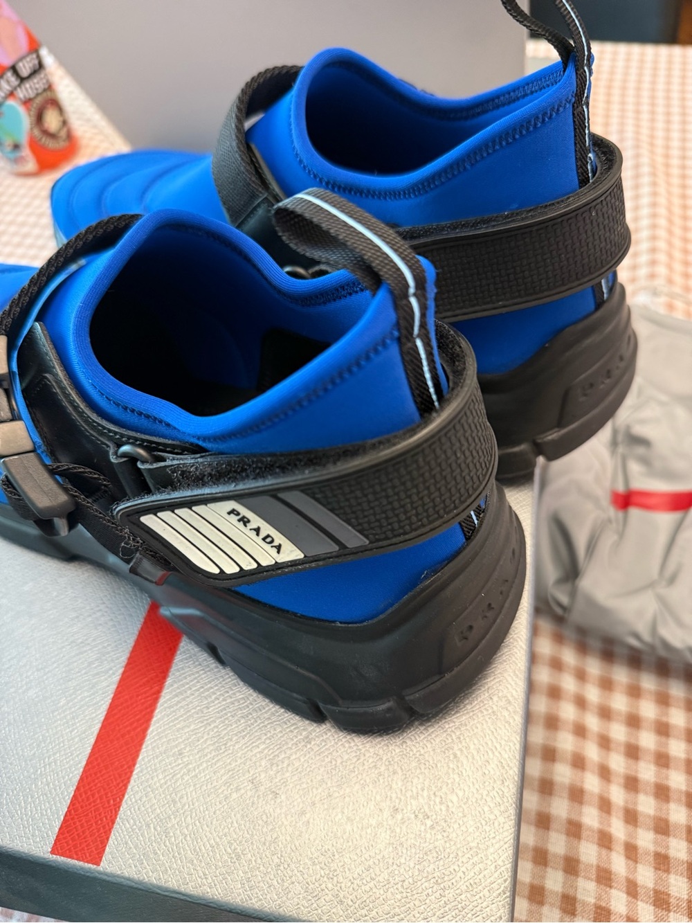 Prada Men's Blue Slip-On Sneaker with Black Strap neoprene NEW W BOX BARNEYS - Picture 2 of 8